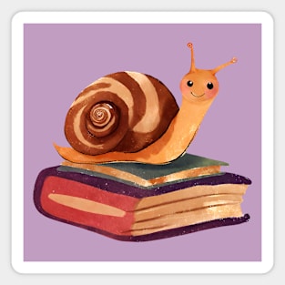 Funny Smiling Snail and Books Magnet